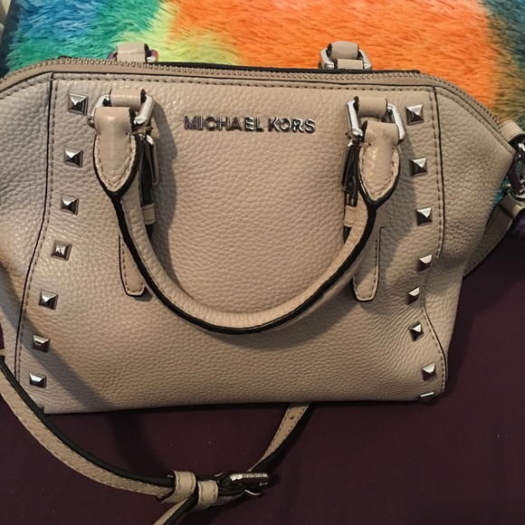 Michael Kors Gray Studded Crossbody Purse - Picture 3 of 6